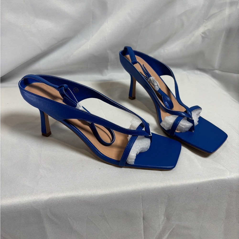 VETASTE Royal Blue Square Toe Kitten Heels Size 10 New